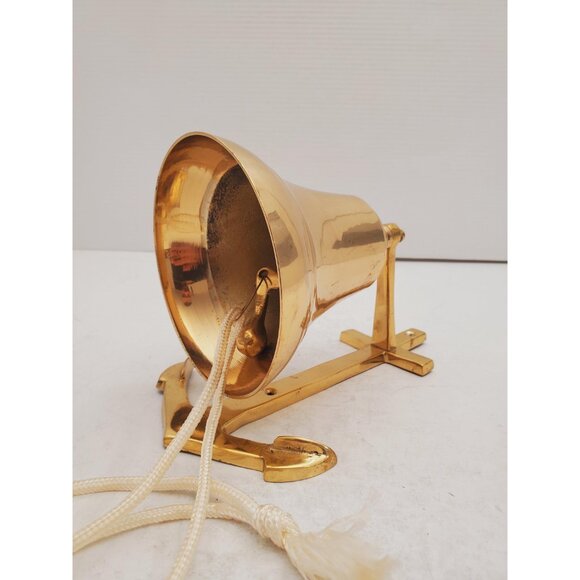 Large Vintage Brass Dinner Ship Bell Anchor Wall Mount Decor - Picture 9 of 10